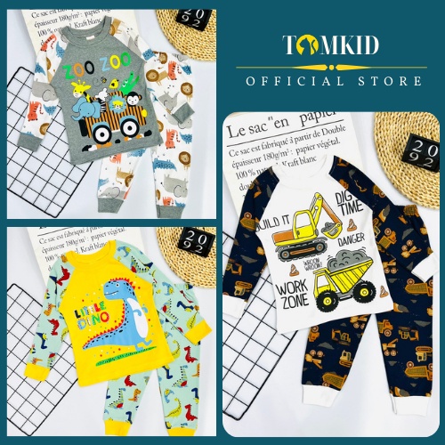 Đồ bộ dài tay bé trai đồ ngủ cho bé chất cotton loại 1 thoáng mát không giãn 8-43kg Tomkids