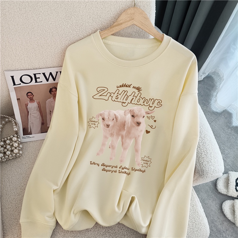 NRVP Áo Thun Nữ Dài Tay Dáng Rộng In Hình Phong Cách Hàn Quốc Mới