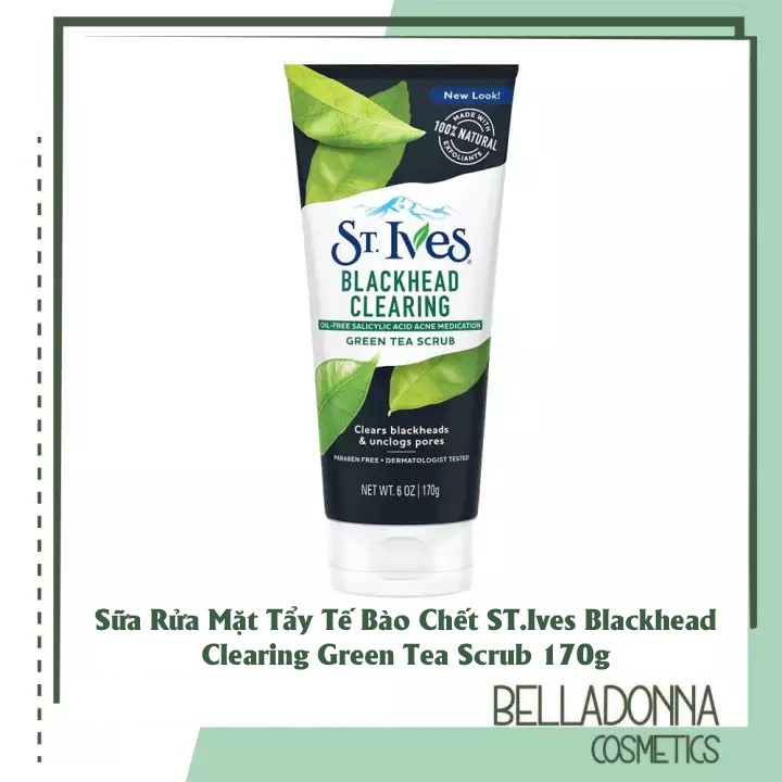 Sữa Rửa Mặt Tẩy Tế Bào Chết ST.Ives Blackhead Clearing Green Tea Scrub 170g