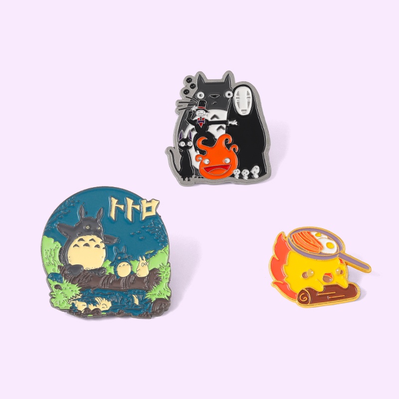 Ghim Cài Áo Nắp Lật Tráng Men In Hoạt Hình Totoro 3 Kiểu Lựa Chọn Thích Hợp Làm Quà Tặng Cho Bạn Bè