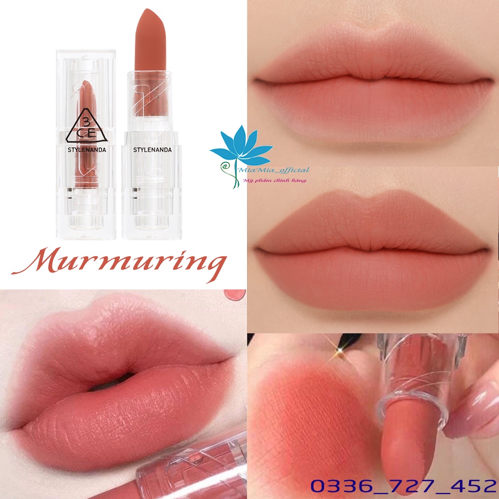 Son Thỏi Lì 3CE Soft Matte Lipstick Murmuring Màu Hồng Nude Ấm Vỏ Trong Suốt Bền Màu CHÍNH HÃNG CHECK HIDDEN TAG