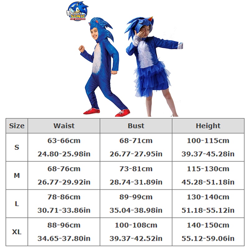 Children Anime Game Blue Hedgehog Sonic Cosplay Costume Funny Halloween Carnival Jumpsuits With Hat Gloves Sets