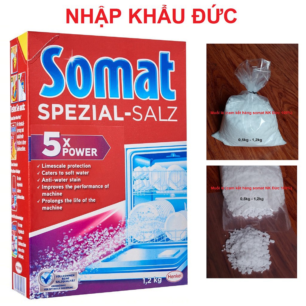 Muối lẻ Somat 1kg Đức cho máy rửa chén bát - loại rời không hộp