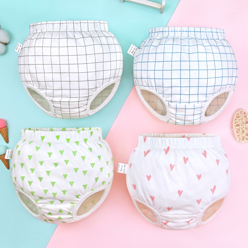 Quần lót LUCKY BIG CAT chất liệu cotton nguyên chất họa tiết hoạt hình dễ thương cho trẻ sơ sinh