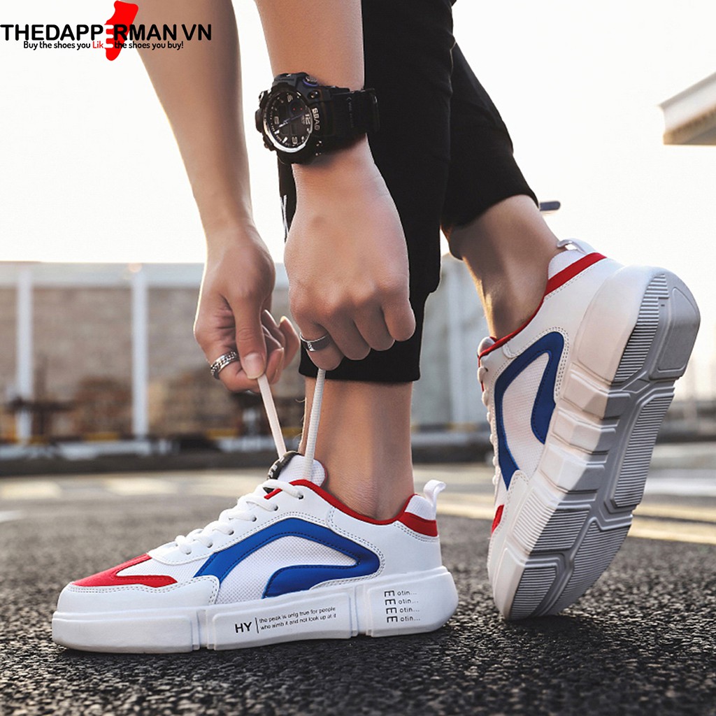 Giày sneaker nam thể thao THEDAPPERMAN WD887 chất liệu da lộn, đế cao su nhiệt dẻo, êm chân, chống trơn trượt, màu trắng