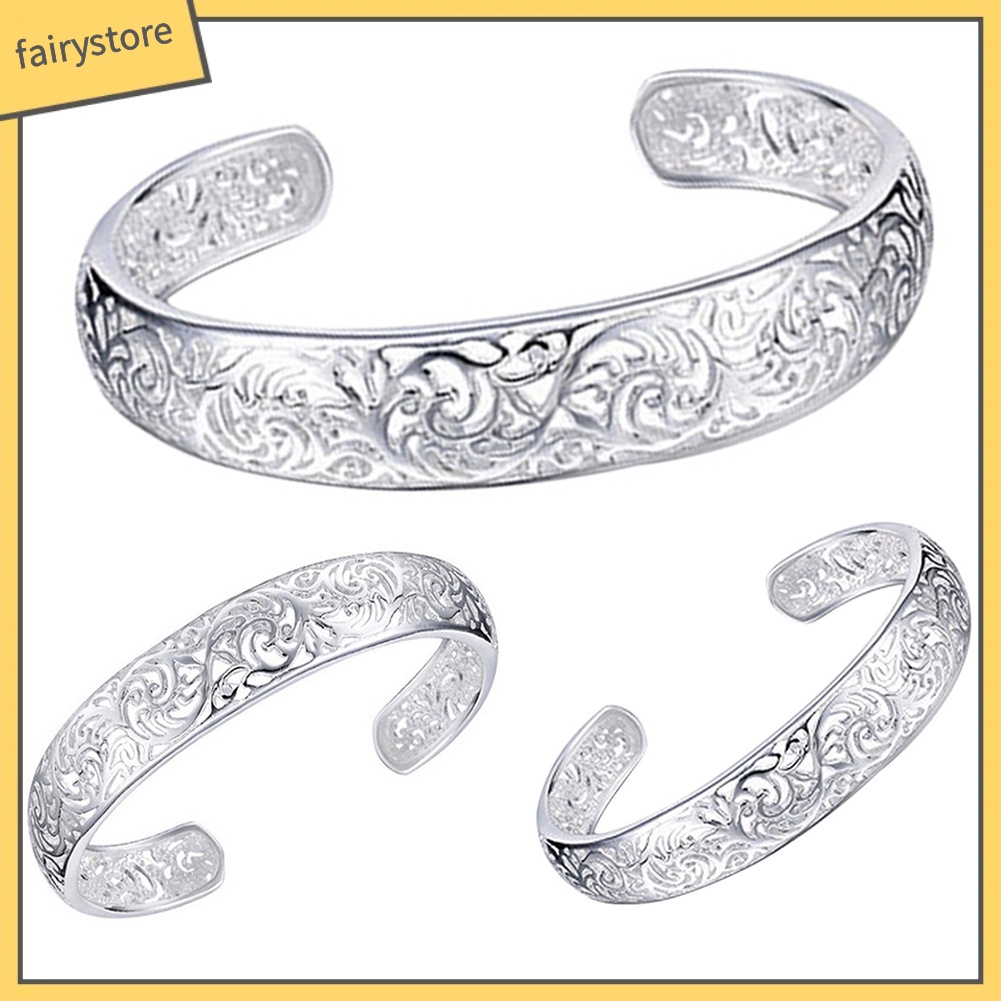 Vòng tay bạc 925 dạng mở họa tiết khoét rỗng đơn giản cao cấp dành cho nữ