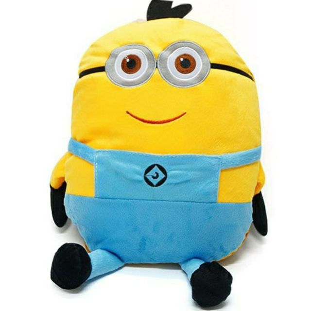 combo 2 gối chăn thú bông minion vải bông tuyết cực mịn