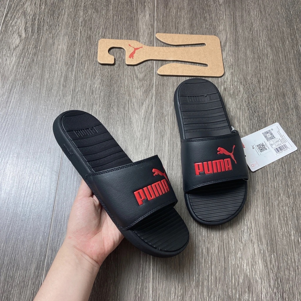 [CHÍNH HÃNG] DÉP PUMA COOL CAT ĐEN ĐỎ - *BLACK/RED LOGO* - Code: 371023 02