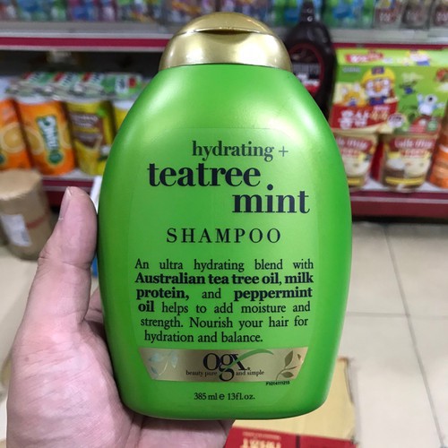 Cặp 2 chai Dầu gội và dầu xả OGXHydrating TeatreeMint 385 ml