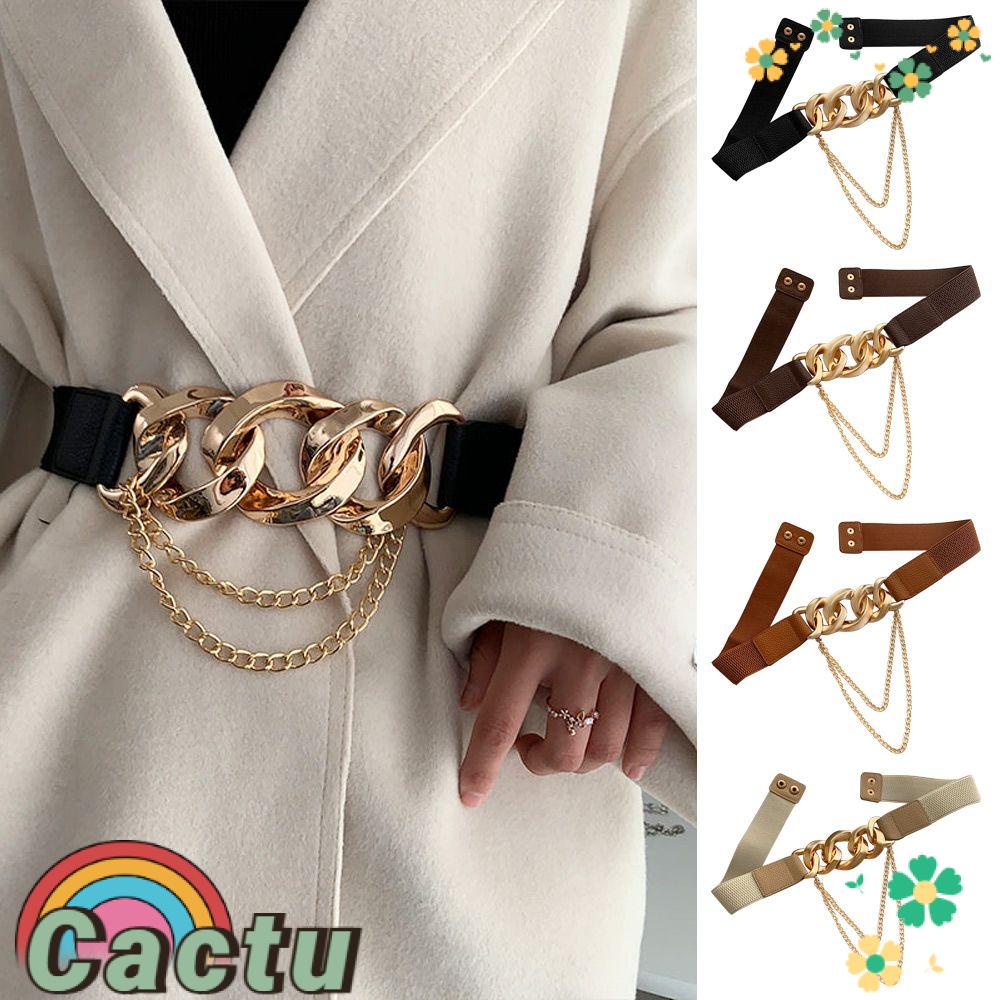Thắt Lưng Dây Xích Kim Loại Bản Rộng Co Giãn Trang Trí Cho Nữ