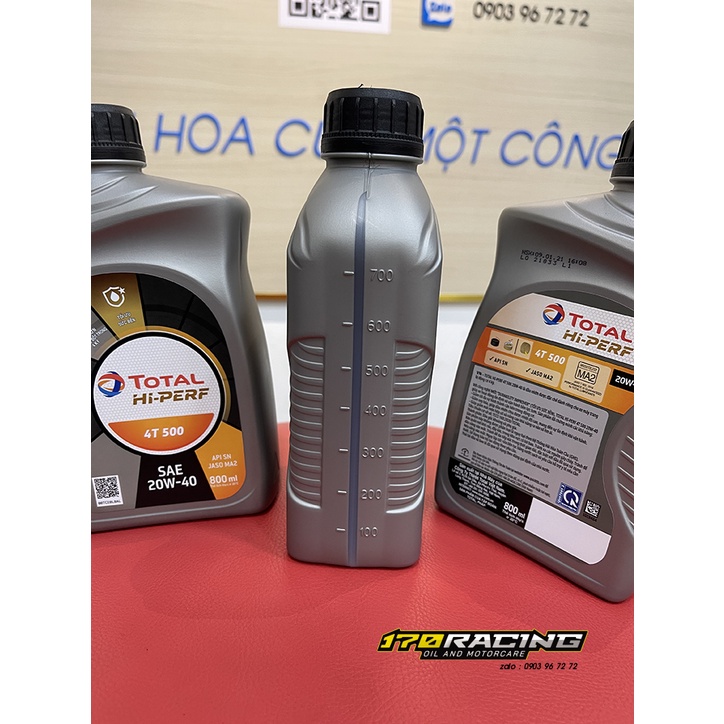 (HCM) Nhớt Xe Máy - cho xe số - TOTAL HI-PERF 4T 500 SAE 20W40 TỐI ƯU SỨC BỀN Dung Tích 800 ML - 1000 ML