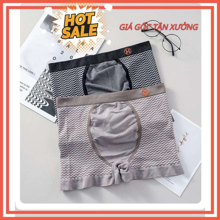 Quần lót nam, quần sịp nam, quần sịt nam, quần xịt nam chữ H hộp 3 quần boxer vải cotton co giãn 4 chiều mặc là ưng