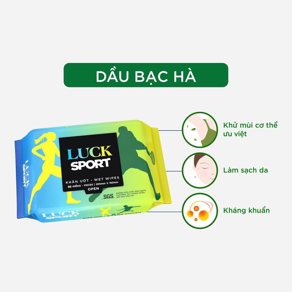 Khăn Ướt Luck Lady Sport 30 tờ khử mùi và làm sạch da