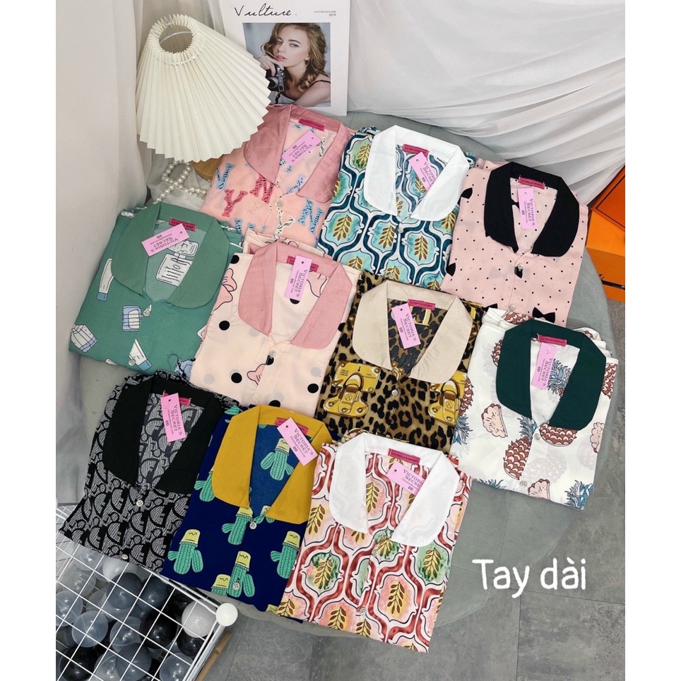 Bộ ngủ Pijama cổ sen tròn, đồ bộ mặc nhà dài họa tiết chất liệu lụa mago freesize | BigBuy360 - bigbuy360.vn