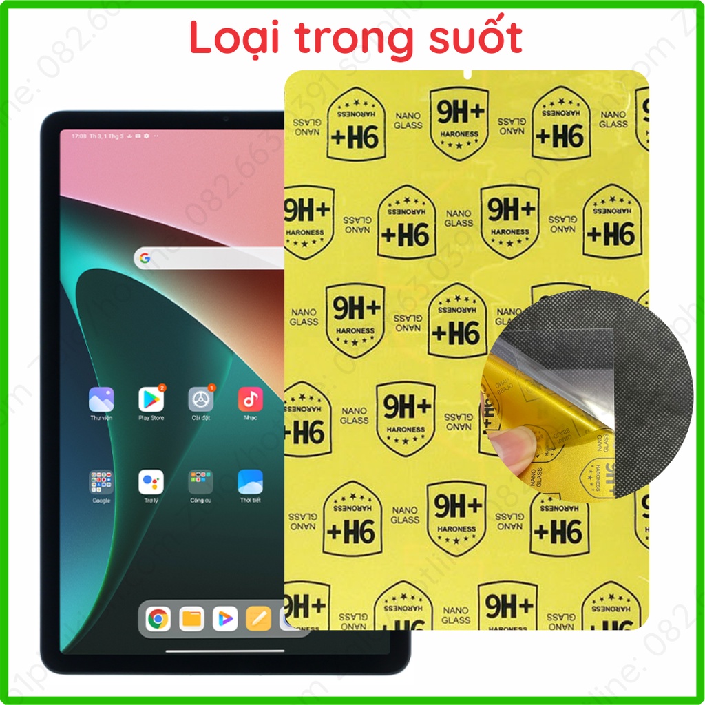Dán cường lực màn hình Xiaomi Pad 5 kính nano dẻo trong suốt, chống vân tay, bảo vệ mắt