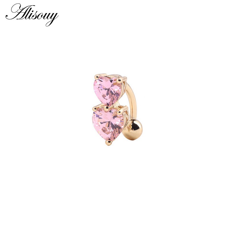 Alisouy 1 Khuyên Rốn Bằng Thép Không Gỉ Đính Pha Lê Thời Trang