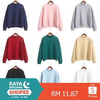 Áo Hoodie Trơn Tay Dài Dáng Rộng 9 Màu Sắc Lựa Chọn Cho Nữ