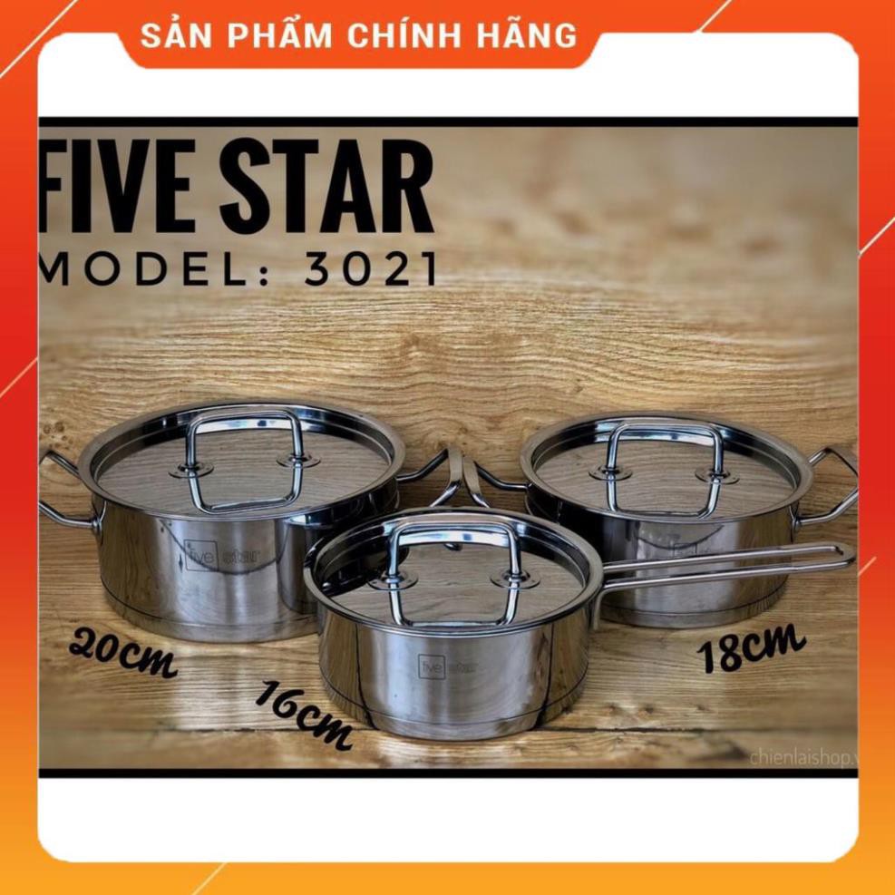 Bộ nồi 3 đáy inox 430 Fivestar FS-B3021 Standard bếp từ 3 món nắp inox (1 quánh 16 x 1 nồi 18cm x 1 nồi 20cm )