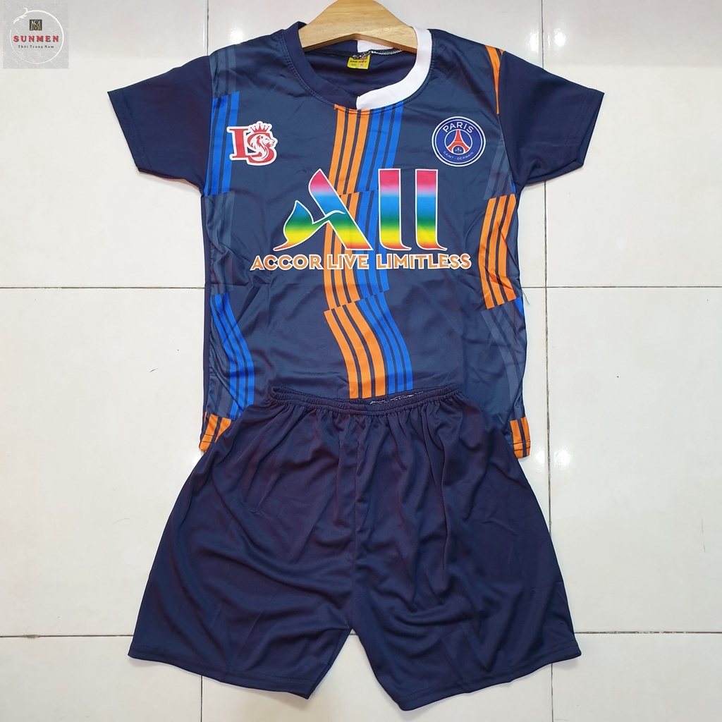 Bộ Quần Áo Thể Thao Trẻ Em,Bộ Đá Bóng Cho Bé Chất Thun Lạnh Co Giãn Thoải Mái Thoáng Mát Nhiều Mẫu Mã Size Từ 18-45kg