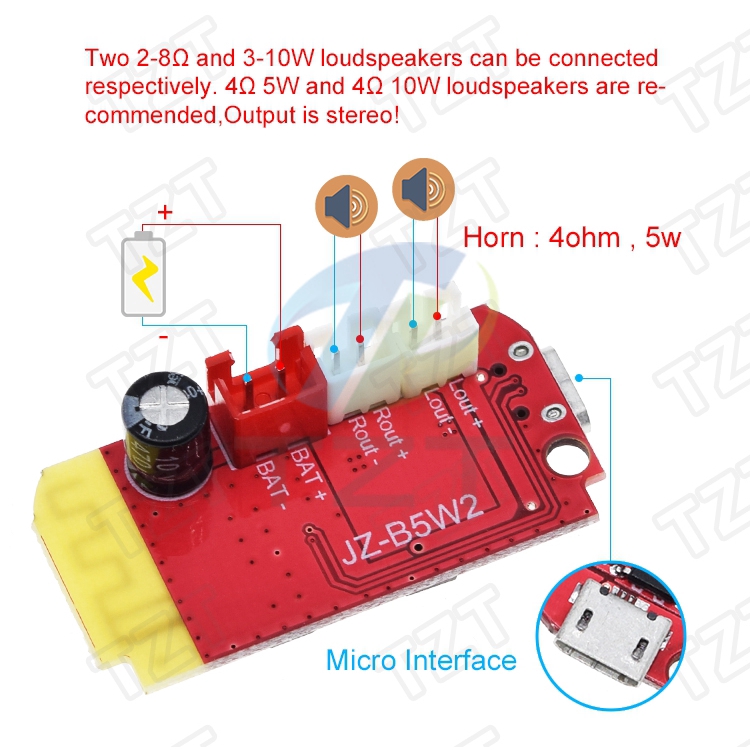 Bảng Mạch Khuếch Đại Âm Thanh Bluetooth Kép Dc 3.7v 5v 5w