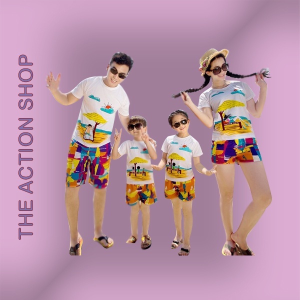 Bộ đồ đi biển gia đình Summer Cao cấp mã GD_06 Bin Action