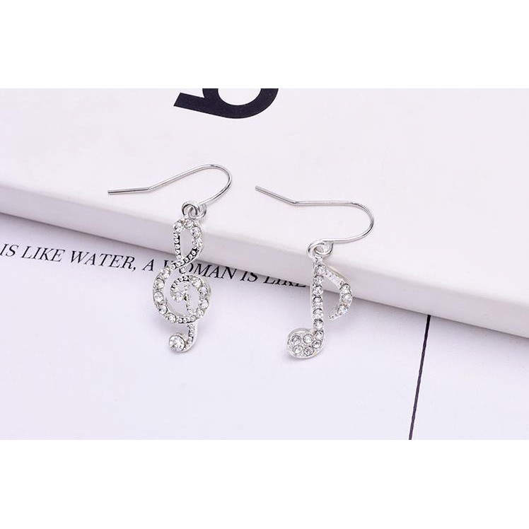 Bông tai hình nốt nhạc đính đá lấp lánh MS61