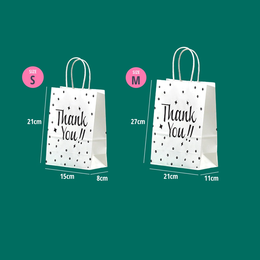 Túi Giấy Đựng Quà Cảm Ơn Thank You Phong Cách Hàn Quốc Họa Tiết Xinh Xắn Size S và M - Paper Bag Saigonir