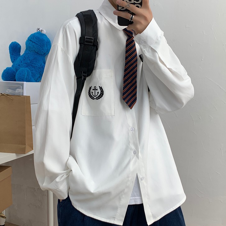 Áo sơ mi tay dài dáng rộng thời trang unisex simple bigsize thời trang phong cách Hàn Quốc