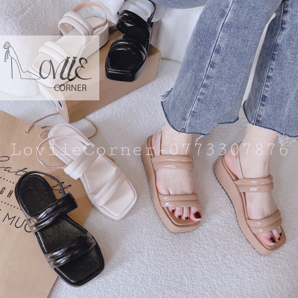 SANDAL NỮ LOVIIECORNER - GIÀY BÁNH MÌ THỜI TRANG HAI QUAI NGANG ĐẾ BẰNG NỮ TÍNH S220821