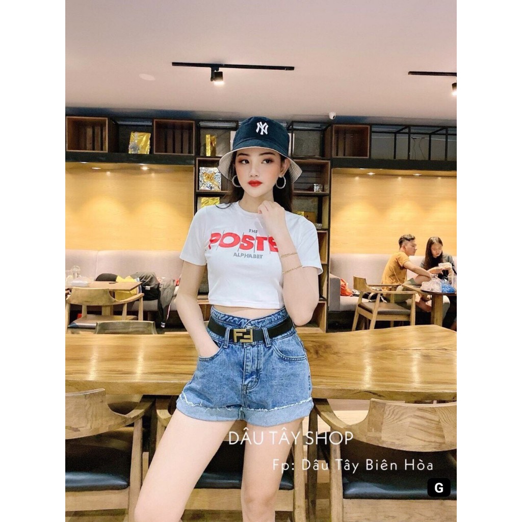 Áo croptop thun lụa xinh xắn in chữ poster hot cá tính siêu cool
