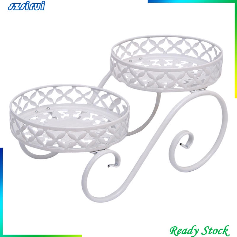 Giá Đỡ Chậu Hoa Hai Tầng Bằng Sắt Trang Trí Phòng Khách