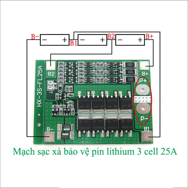 Mạch sạc xả bảo vệ pin 3S 25A - Tự cân bằng pin 18650