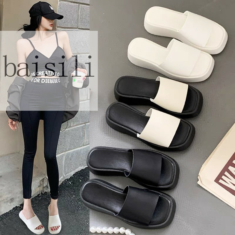 DÉP XUỒNG BAISILI - DÉP NỮ THỜI TRANG QUAI NGANG BẢN TO TRƠN NỮ TÍNH ĐẾ BẰNG BD211013