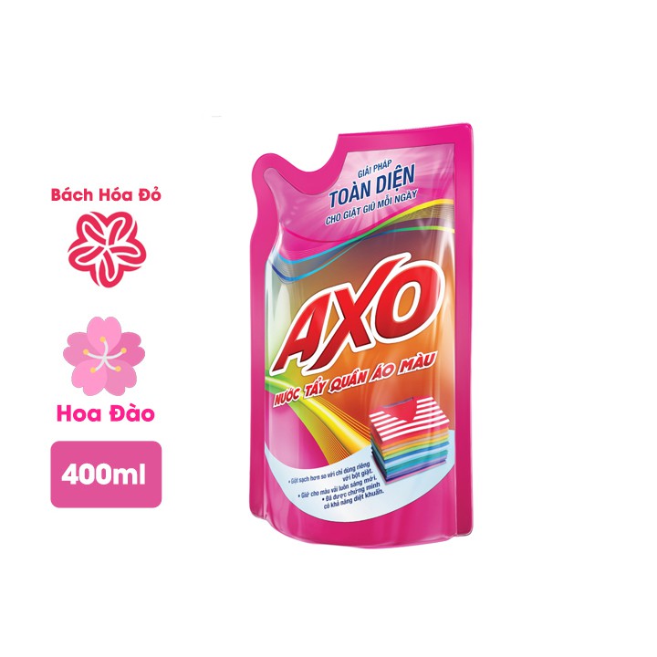 Nước giặt tẩy quần áo màu AXO gói 400ml - Hương Hoa Đào