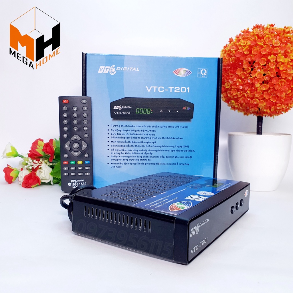 Đầu truyền hình mặt đất VTC-T201, đầu thu kĩ thuật số DVBT2 VTC T201, xem truyền hình độ nét cao miễn phí trọn đời