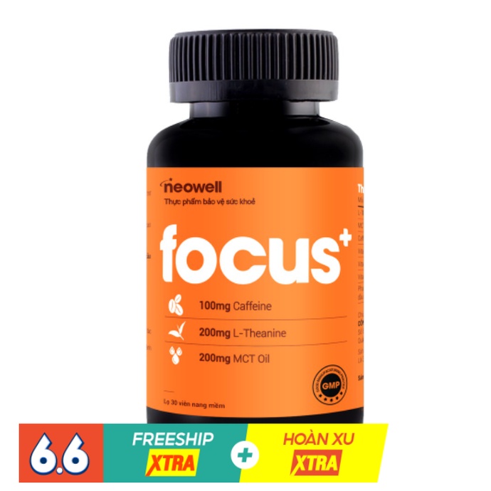 Viên uống tăng tập trung, tỉnh táo, tăng cường năng lượng Neowell Focus+ (30 viên)