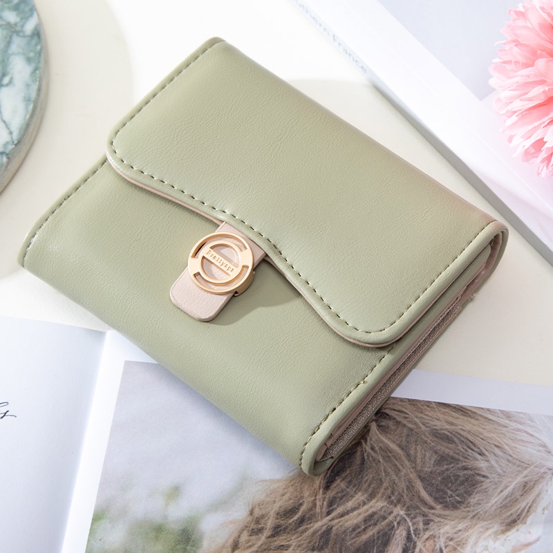 Ví Da Pu Dáng Ngắn Đựng Thẻ Thiết Kế Xinh Xắn Cho Nữ