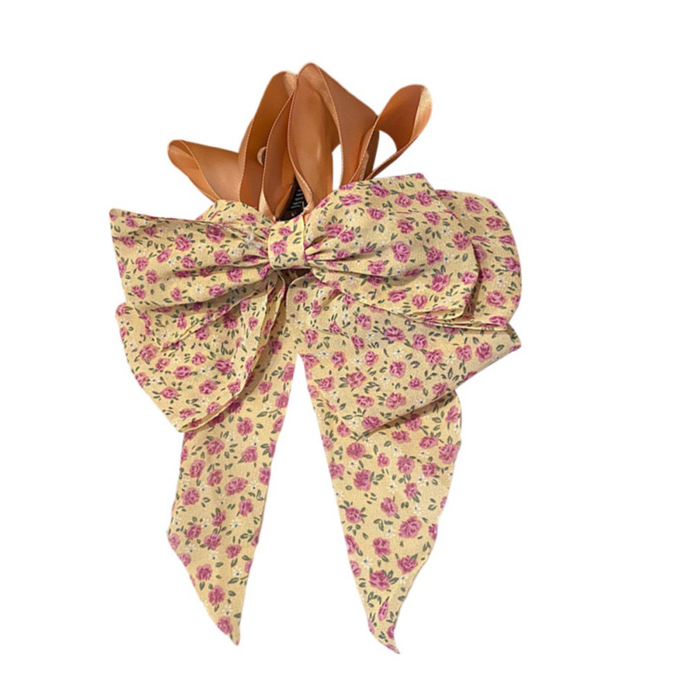 Kẹp Tóc Hình Nơ Phối Ren Đính Ngọc Trai Phong Cách Hàn Quốc