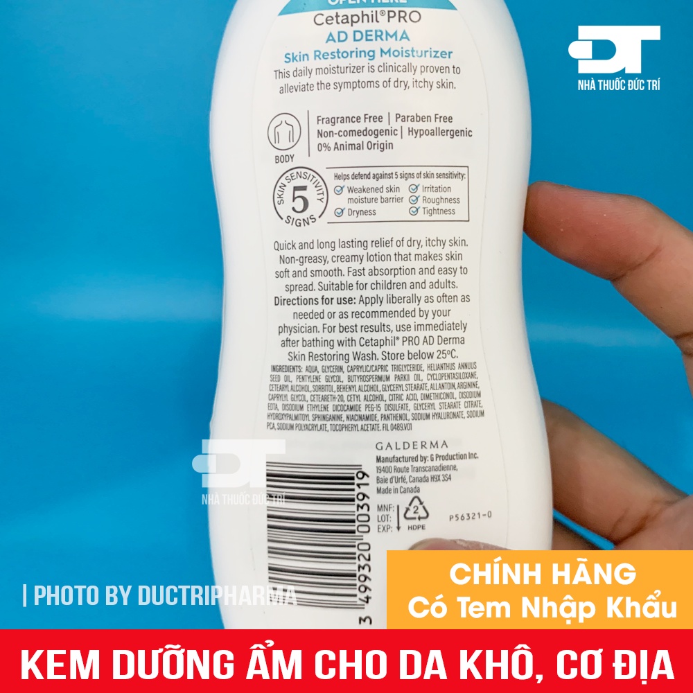 Kem dưỡng ẩm cho da khô, da cơ địa CETAPHIL PRO AD DERMA MOISTURIZER 295ML