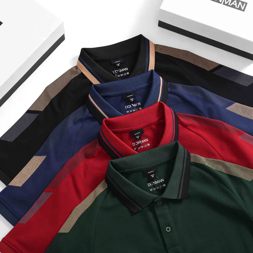Áo thun polo nam DONMAN chất liệu Premium Pique CVC Áo polo vải mềm mại,mịn màng giữ form dáng của áo polo được lâu AT17