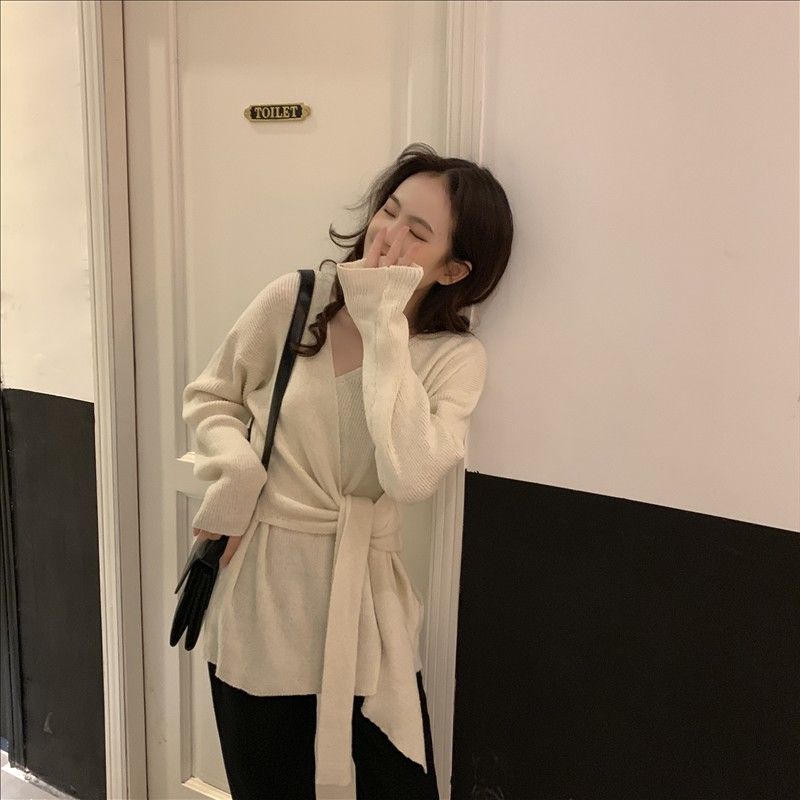 Áo len tay dài cổ chữ V dáng rộng thời trang mùa thu mới cho nữ