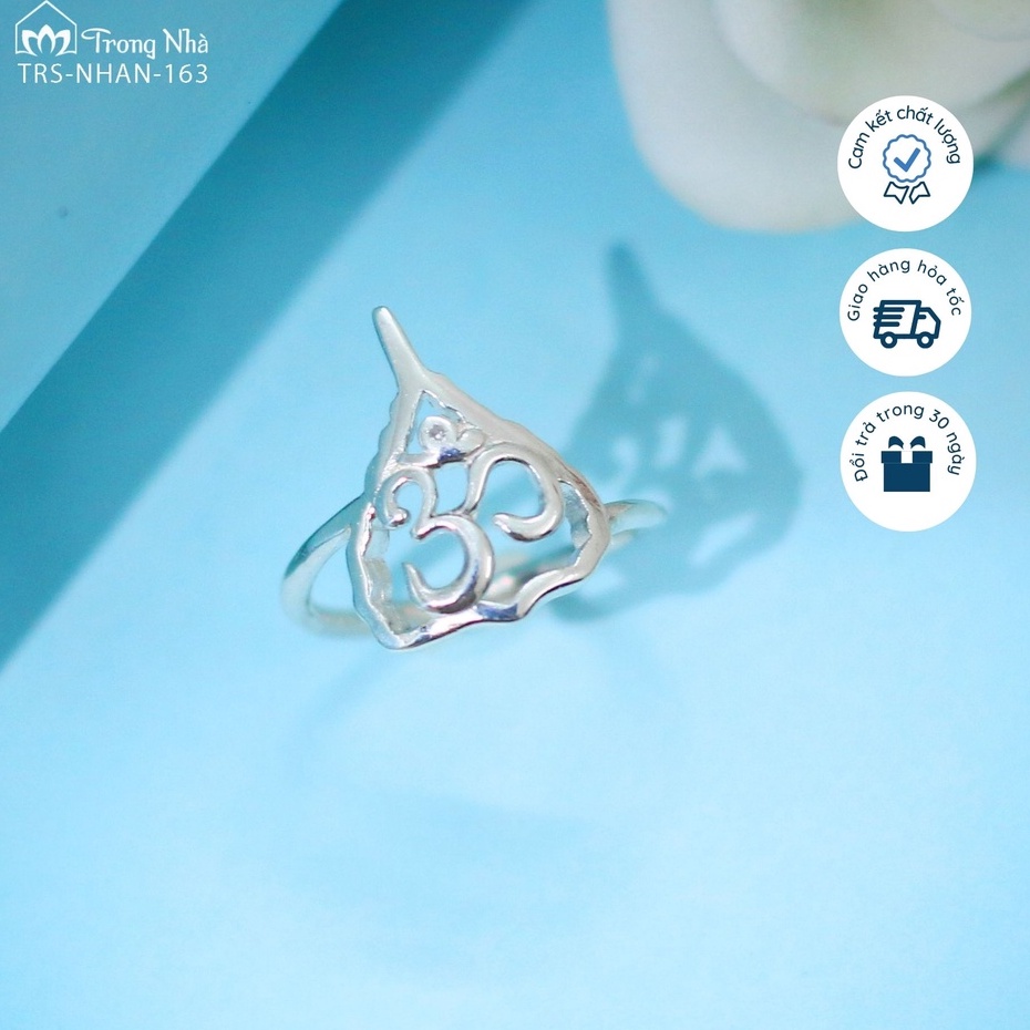 Nhẫn Lá Bồ Đề khắc chủng tự OM - Trang sức Bình An - Trong Nhà