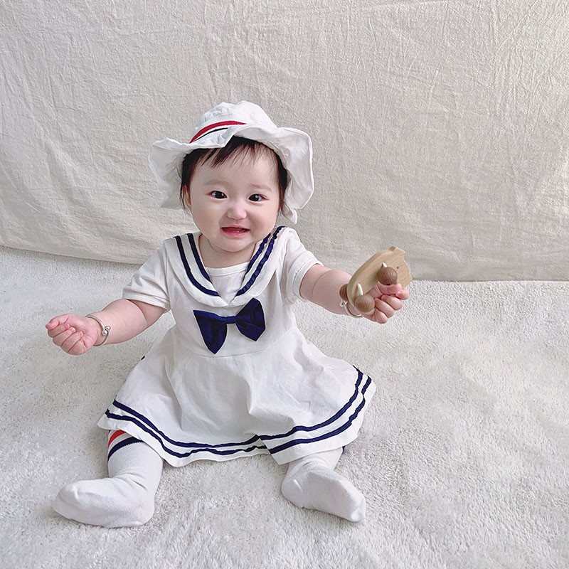 Body Váy Cho Bé Gái Vái Áo Thủy Thủ Đầy Tháng Thôi Nôi Sinh Nhật