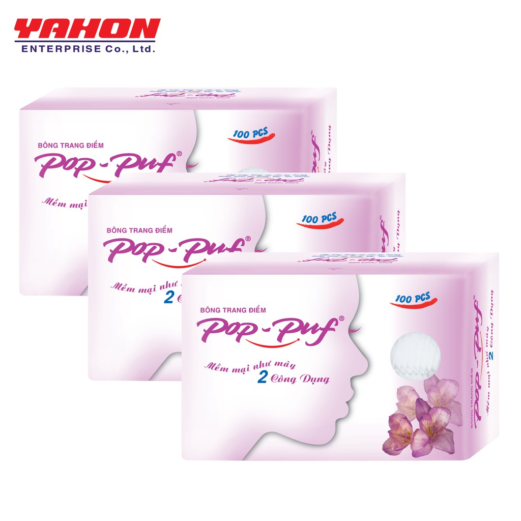 Bộ 3 hộp bông tẩy trang Pop-puf 2 công dụng 100 miếng