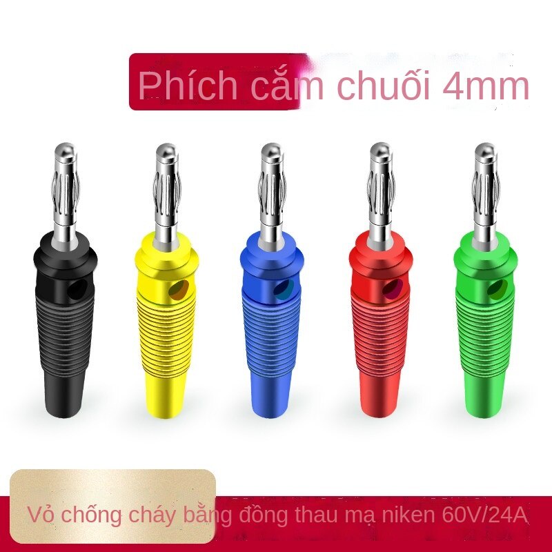 Phích Cắm Chuối Năm Màu Banana Kiểm Tra Không Hàn Có Thể Xếp Chồng Vít Nối Dây Cố Định Đầu Nối Âm Thanh 4Mm