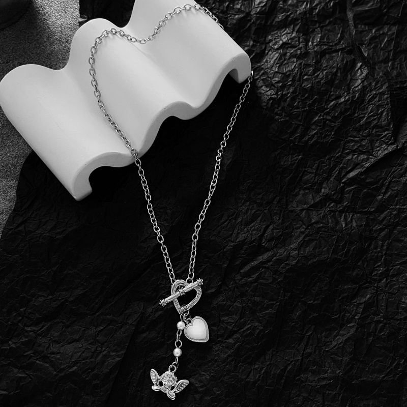 Dây Chuyền Mặt Hình Thần Tình Yêu Đính Ngọc Trai Phong Cách Hip Hop 19A1140ins