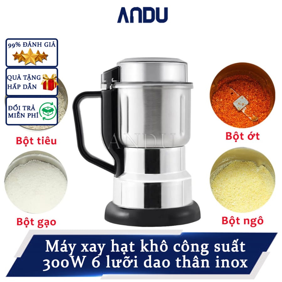 Máy Xay Cà Phê Hạt Tiêu Hạt Ngũ Cốc Đa Năng KOEN Công Suất 300W Lưỡi Dao 6 Cánh  Xay Mịn Tất Các Hạt