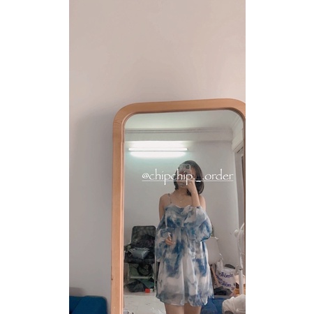 🎀  V10  Váy 2 dây | Trễ vai siu xinh siu hot màu loang 2021 ulzzang COÁ ẢNH THẬT