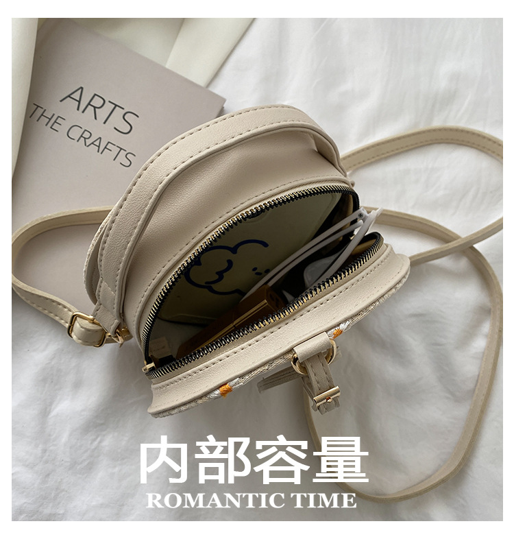 Túi cói JASMIN NOIR hình tròn nhỏ đeo chéo kiểu dáng đơn giản phong cách retro dành cho nữ