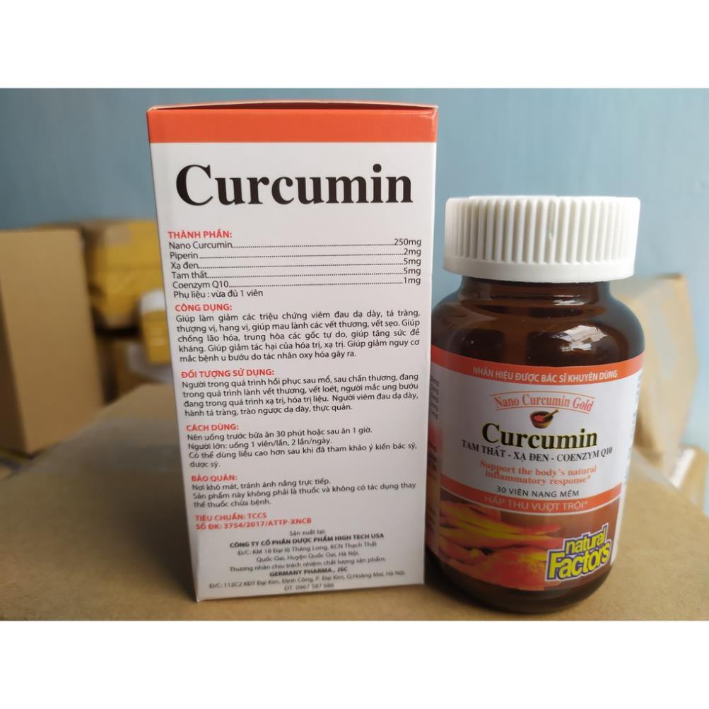NANO CURCUMIN GOLD dt Viêm Loét Dạ Dày, tá tràng Hộp 30 Viên.